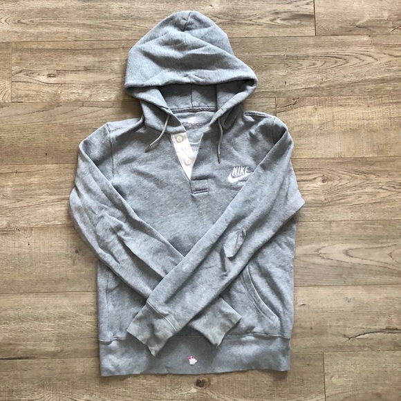Nike Sweaters - Nike Sportswear Grey Button Pullover Hoodie